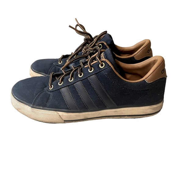 Adidas Navy Blue Three-Stripe Neo Sneakers Mens 8.5 - Picture 3 of 11
